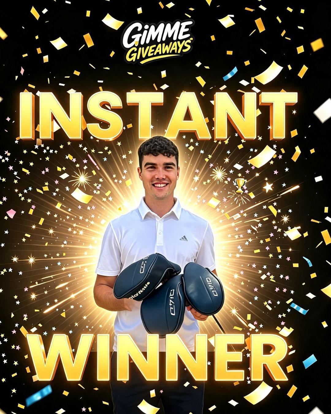 Tom d with their prize: WInner Taylormade Wood set
